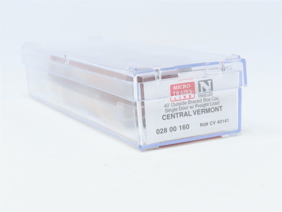 N Micro-Trains MTL 02800160 CV Central Vermont 40&#39; Box Car #40141 w/Freight Load