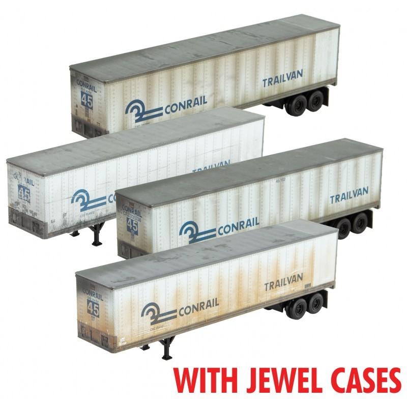 N Scale Micro-Trains MTL 98302223 CRZ Conrail 45&#39; Trailer Runner 4-Pk Weathered