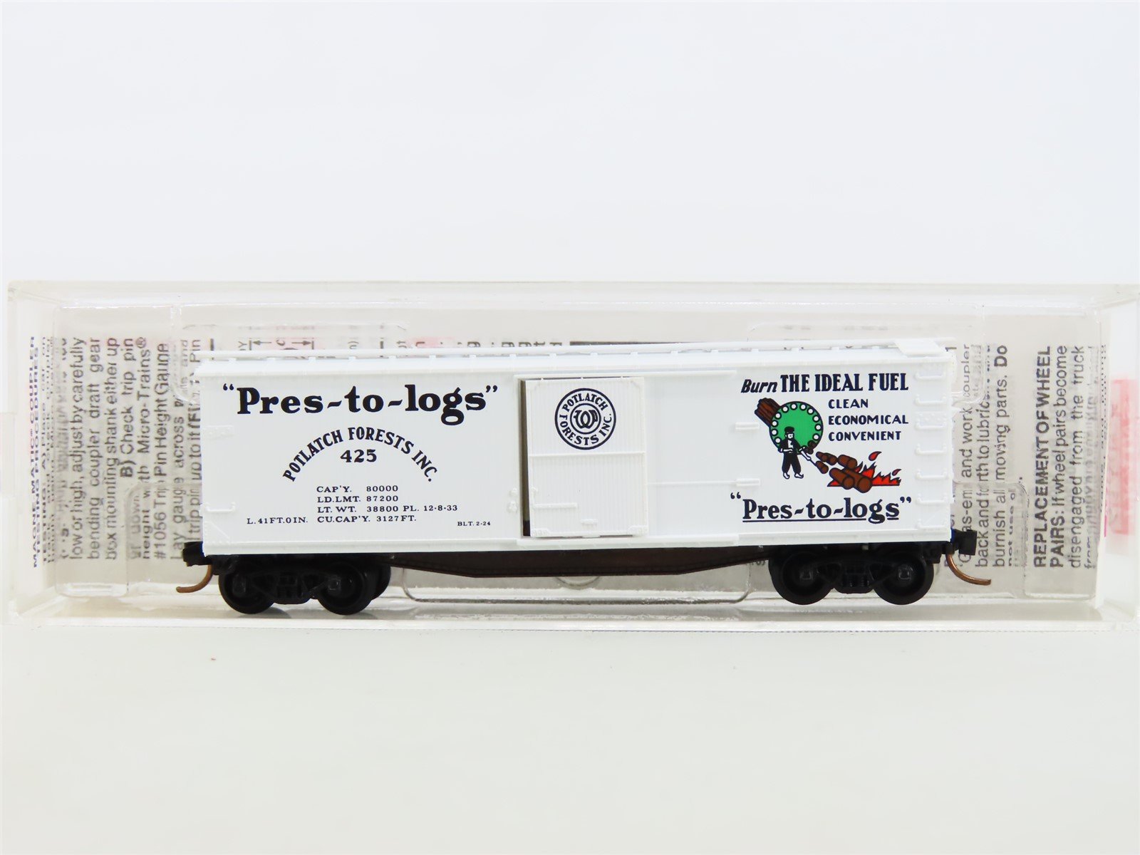 N Scale Micro-Trains MTL 42060 Potlatch Lumber Co. "Pres-to-logs" Box Car #425