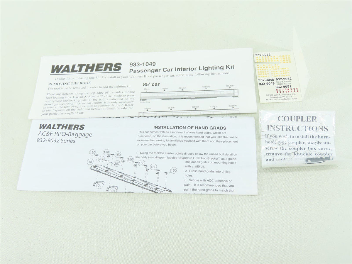 HO Walthers 932-9032 GN Empire Builder Baggage-Mail Passenger Custom w/Lighting