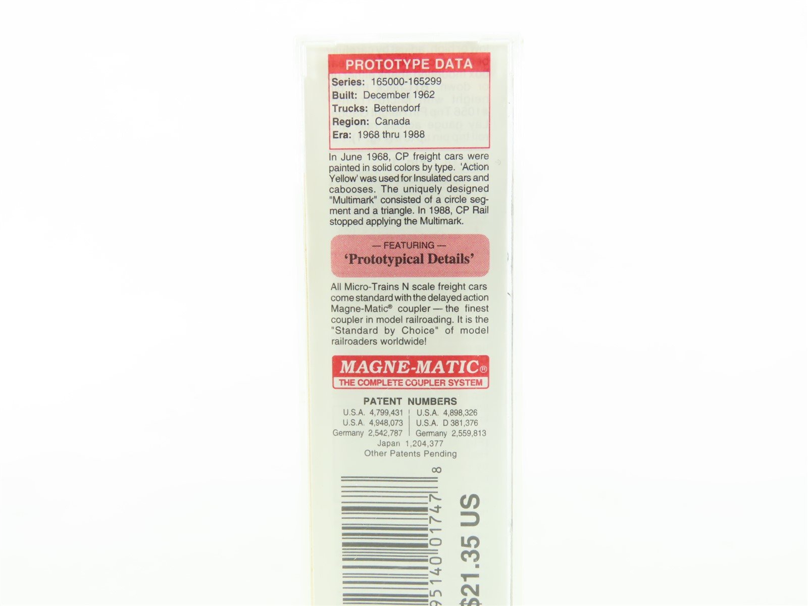 N Scale Micro-Trains MTL 07400010 CP Canadian Pacific 40' Box Car #165181