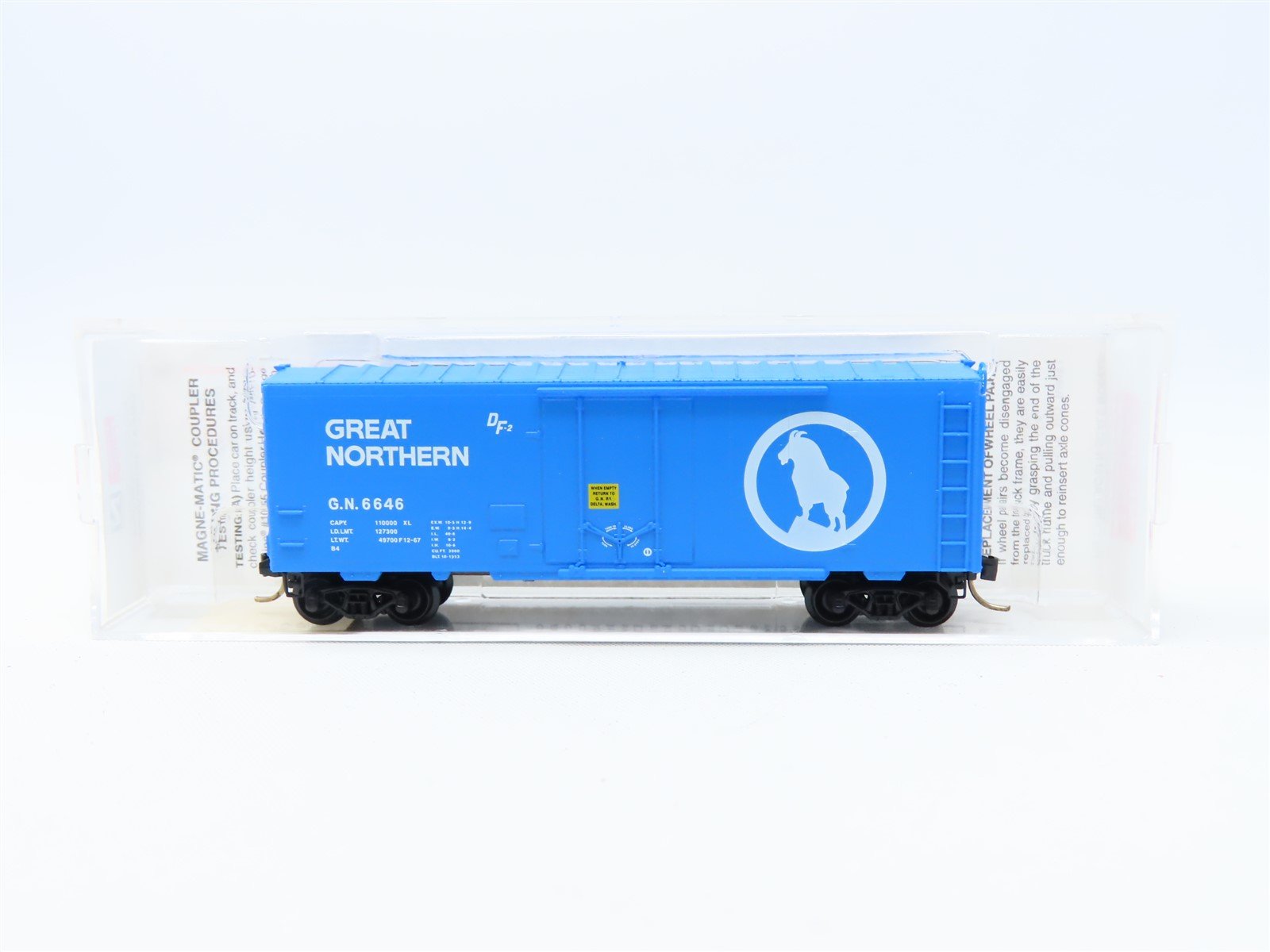 N Scale Micro-Trains MTL #74030 GN "Goat" Big Sky Blue 40' Box Car #6646