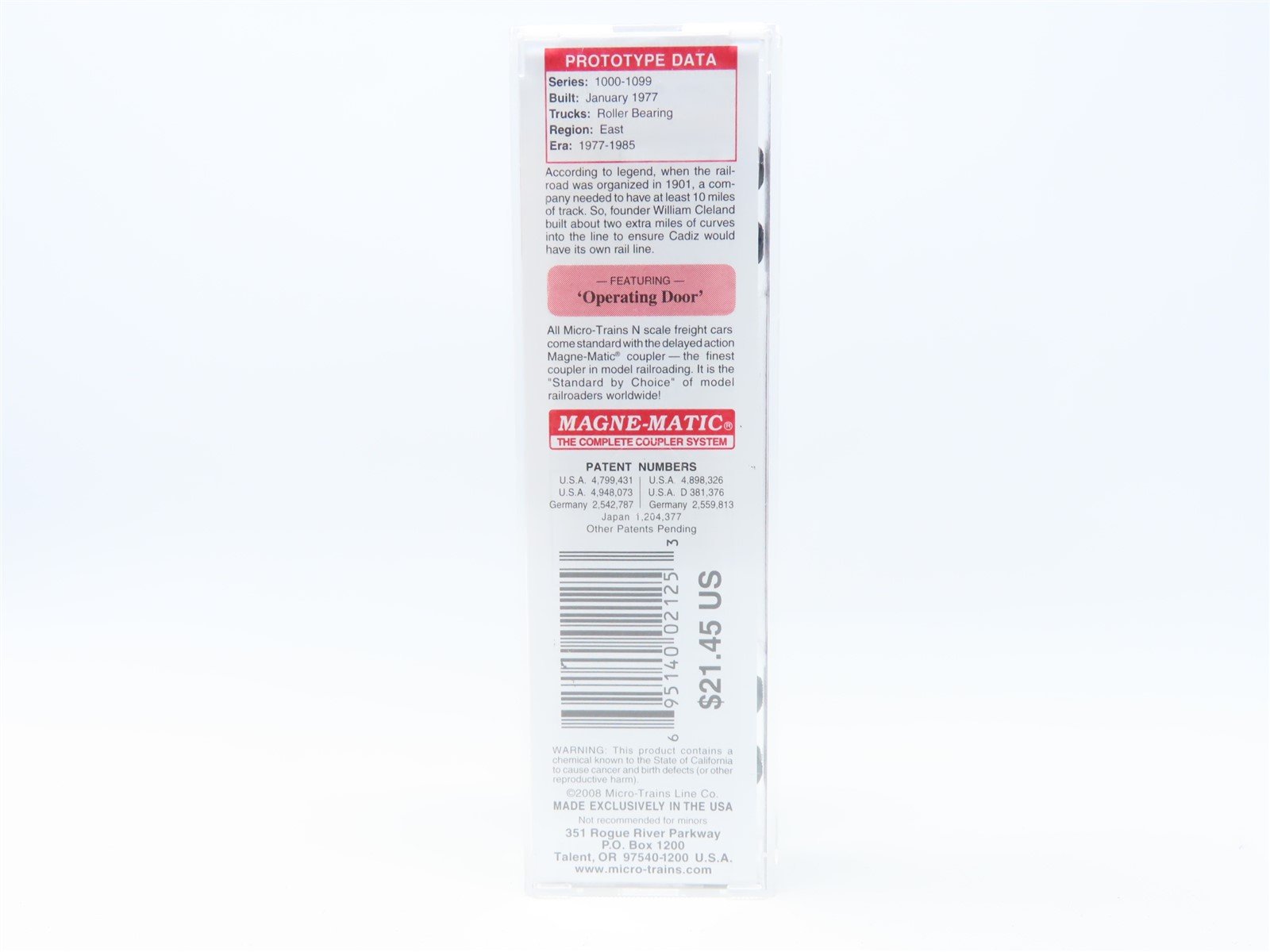 N Scale Micro-Trains MTL #02500690 CAD Cadiz Railroad 50' Box Car #1094