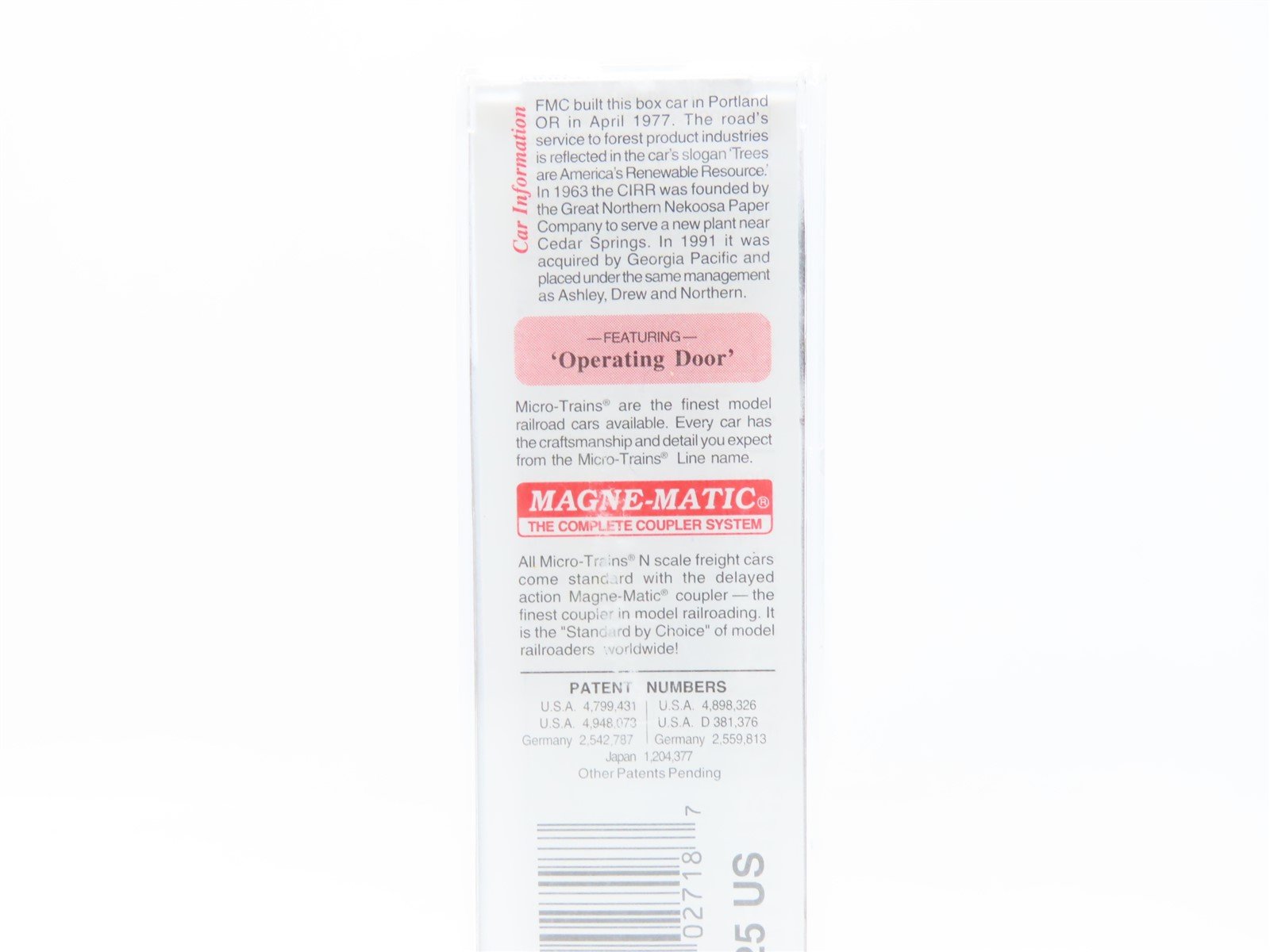 N Scale Micro-Trains MTL #25040 CIRR Chattahoochee Industrial 40' Box Car #90068