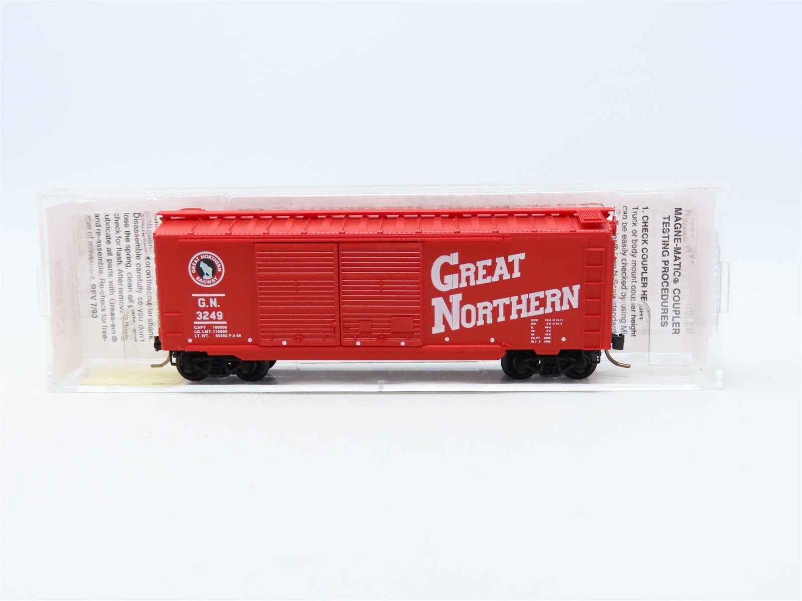 N Scale Micro-Trains MTL #23200 GN Great Northern Circus Car 40' Box Car #3249