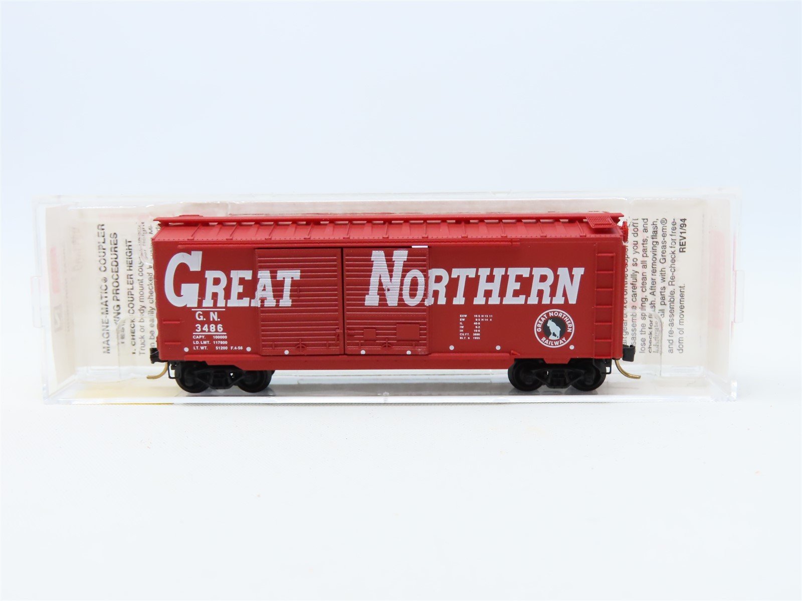 N Scale Micro-Trains MTL #23220 GN Great Northern Circus Car 40' Box Car #3486