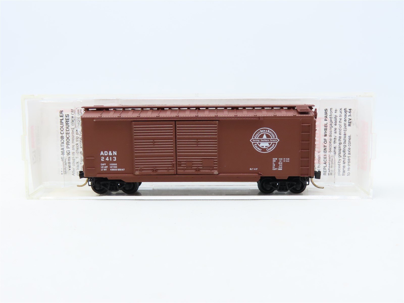 N Scale Micro-Trains MTL #23240 AD&N Ashley Drew & Northern 40' Box Car #2413