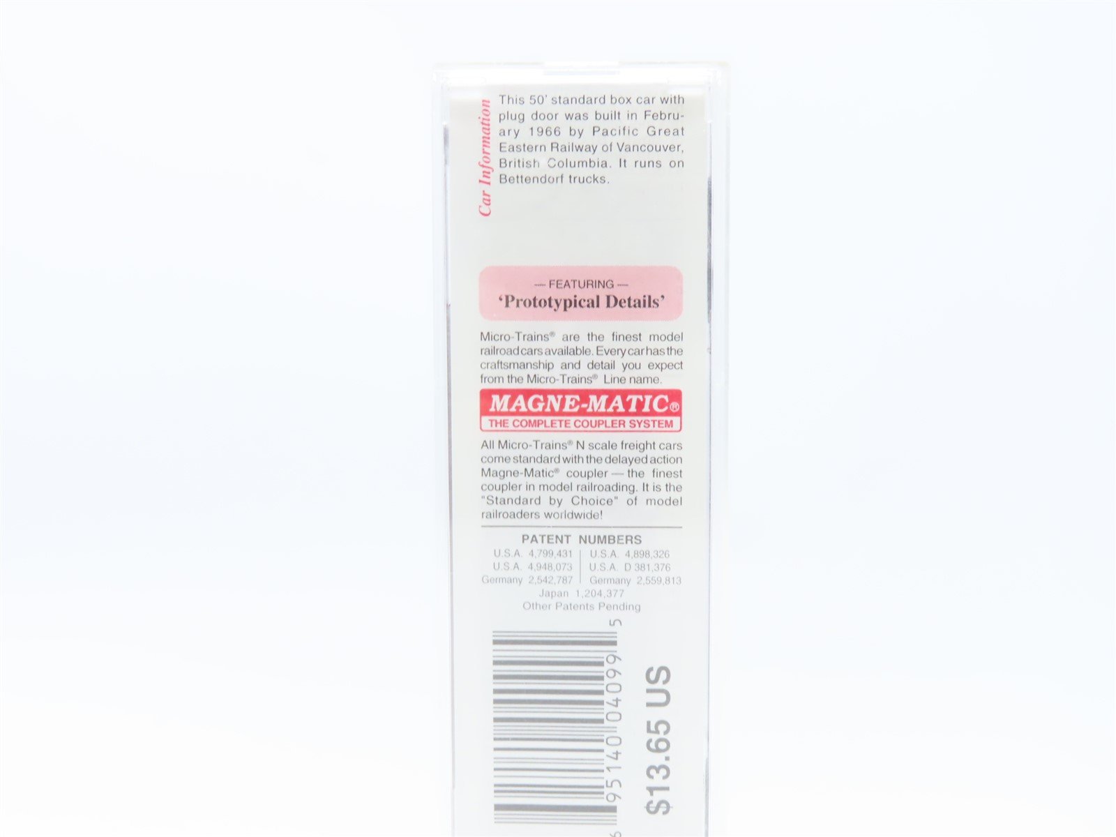 N Scale Micro-Trains MTL #32260 PGE Pacific Great Eastern 50' Box Car #4521