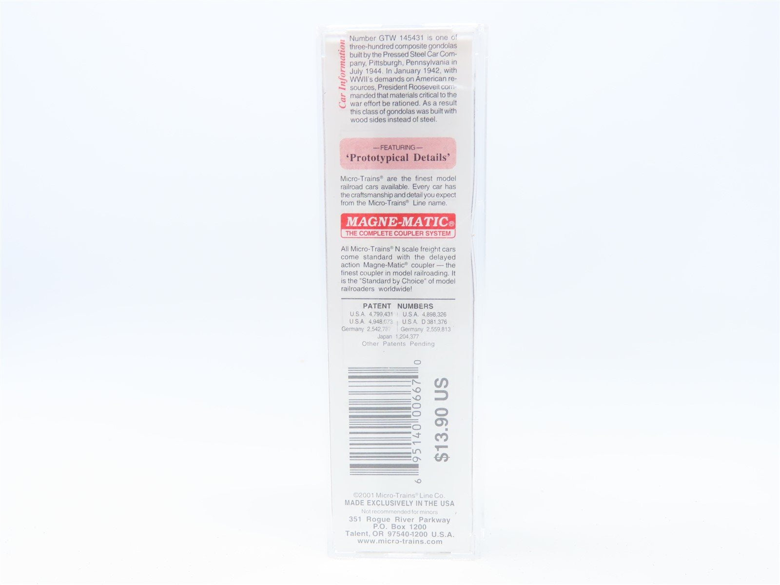 N Scale Micro-Trains MTL #63010 GTW Grand Trunk Western 50' Gondola #145431