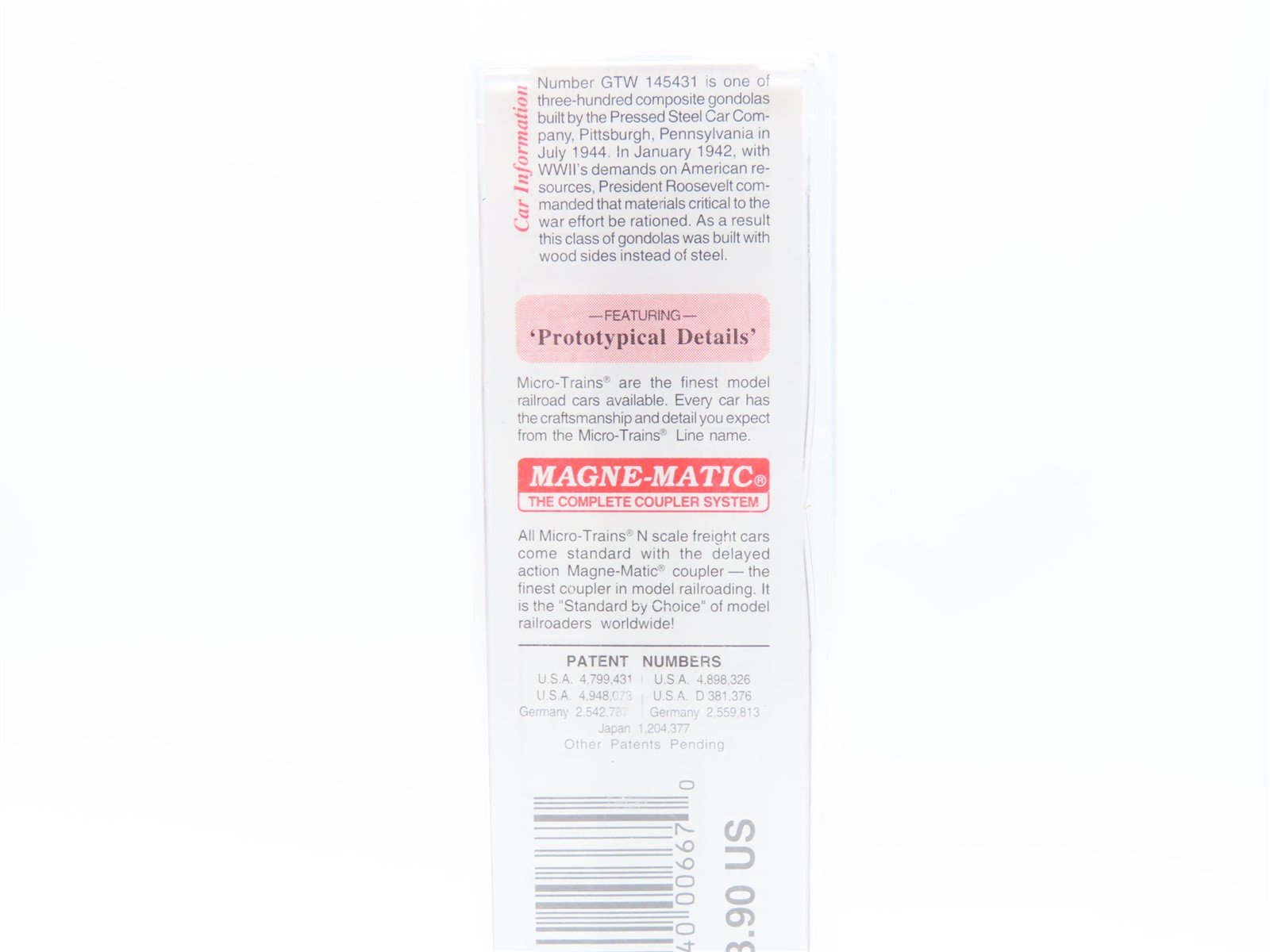 N Scale Micro-Trains MTL #63010 GTW Grand Trunk Western 50' Gondola #145431