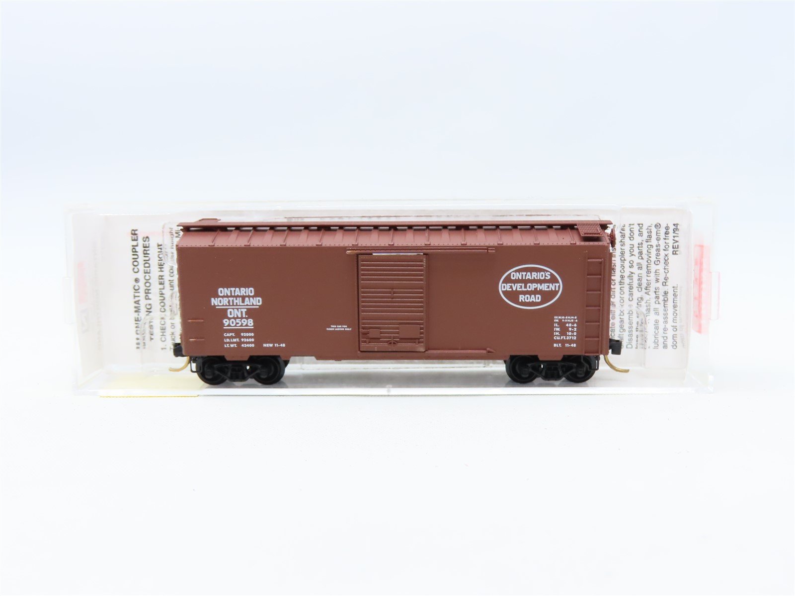 N Scale Micro-Trains MTL #20376 ONT Ontario Northland 40' Box Car #90598