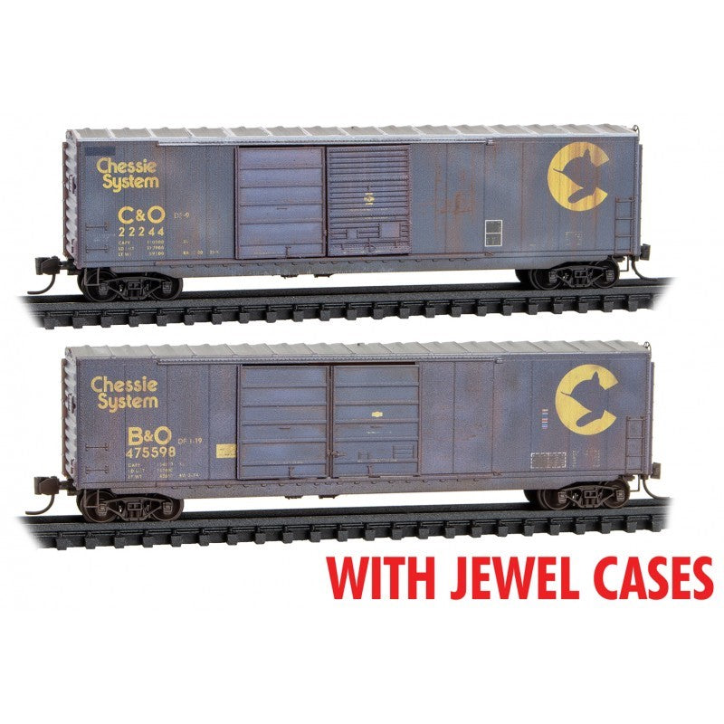 N Micro-Trains MTL 98305053 B&O C&O Chessie System 50' Box Car 2-Pk - Weathered