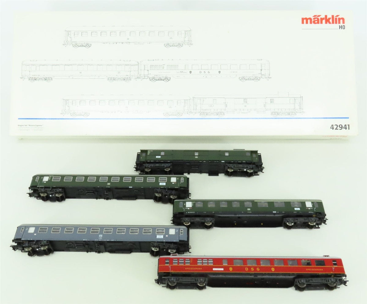 HO Marklin 42941 DB DSG FS German/Italian &quot;Riviera Express&quot; 5-Car Passenger Set