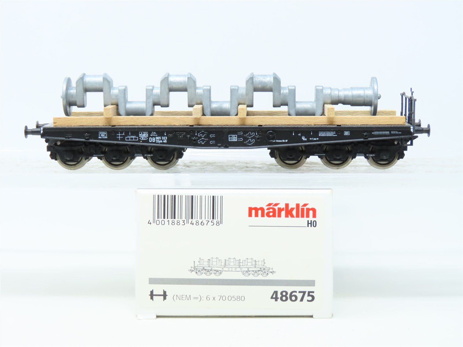 HO Scale Marklin 48675 DB German Federal Heavy Duty Flat Car #965 323 w/Load