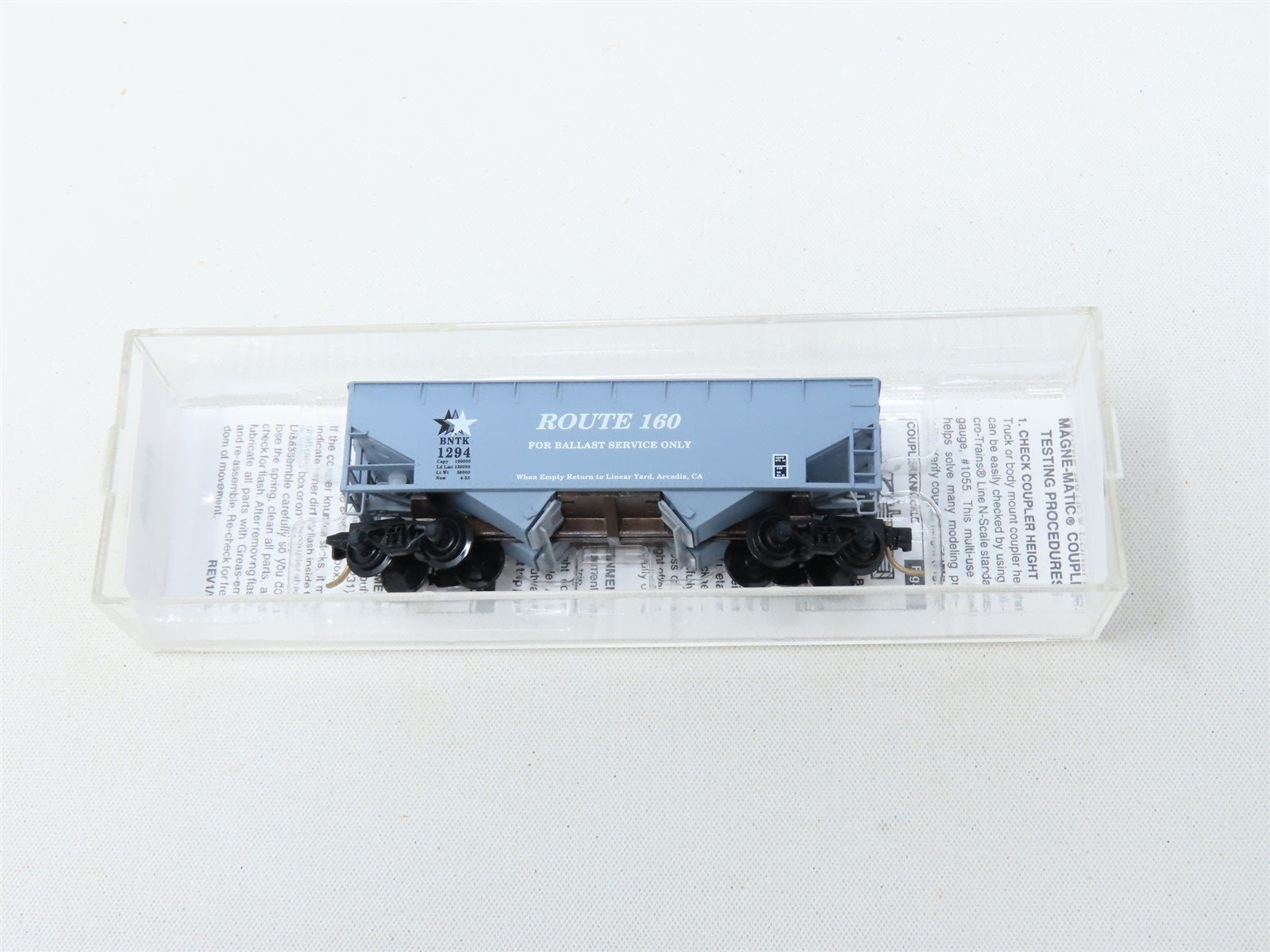 N Scale Micro-Trains MTL Special Run BNTK Route 160 2-Bay Open Hopper #1294