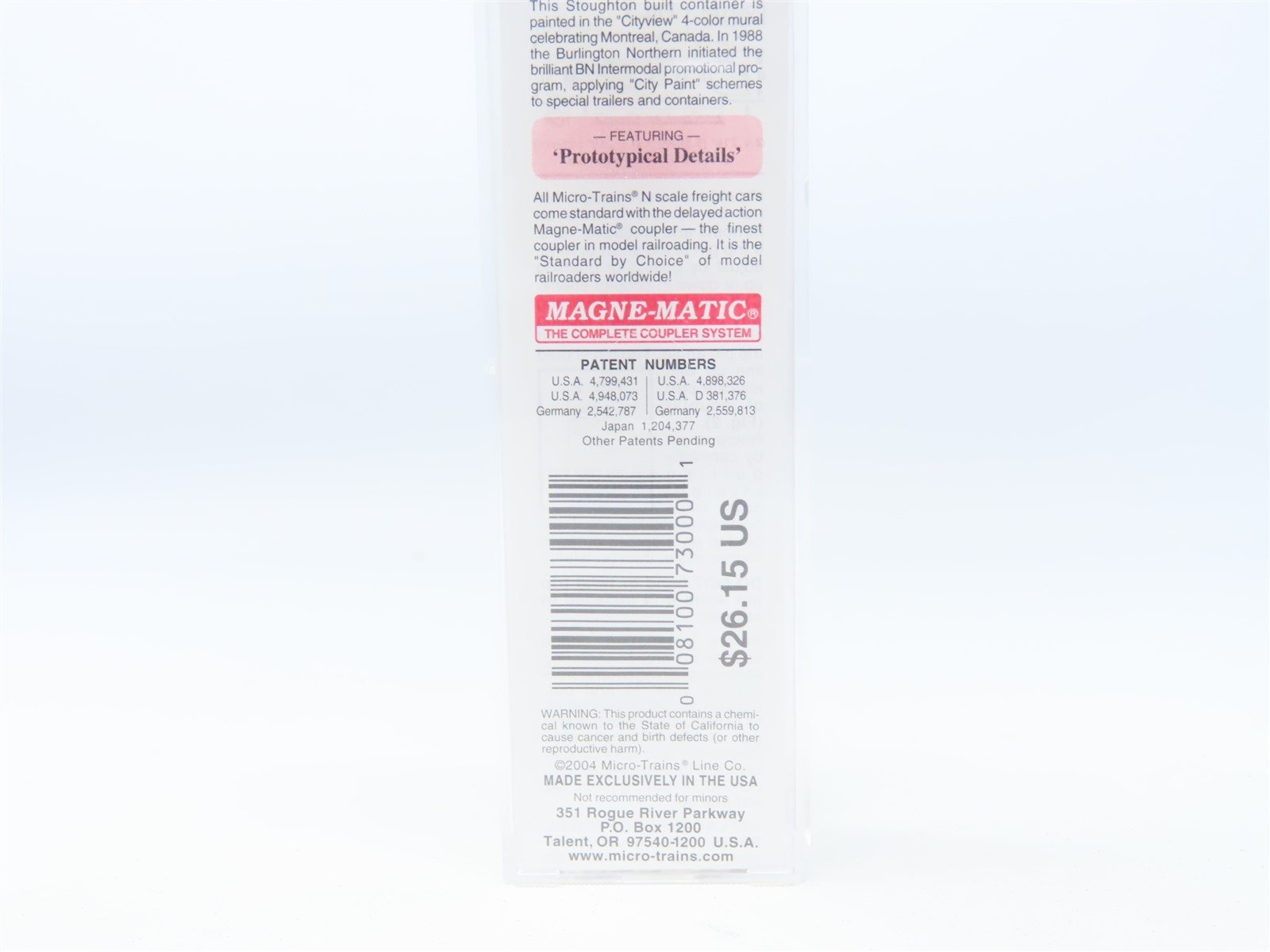 N Micro-Trains MTL #81730 BNAU Burlington Northern 48' Container - Montreal