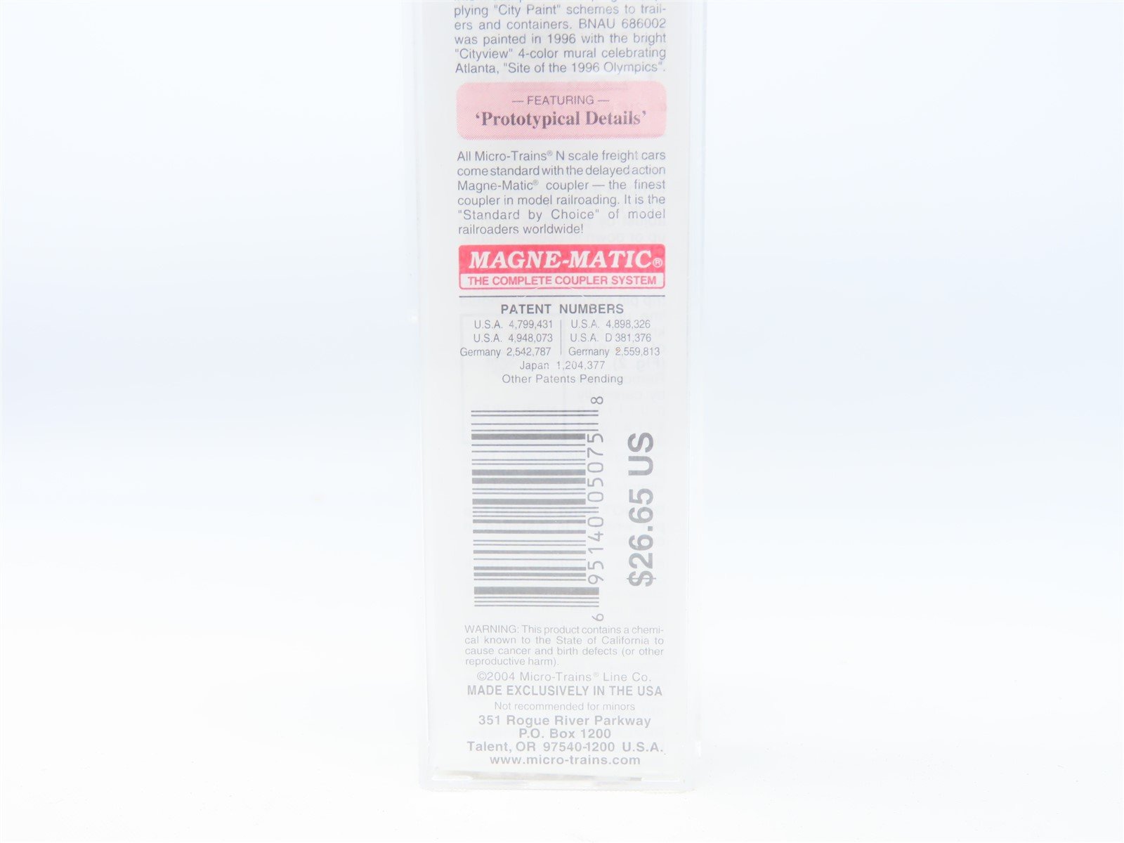 N Scale Micro-Trains MTL 81710 BNAU Burlington Northern 48' Container - Atlanta