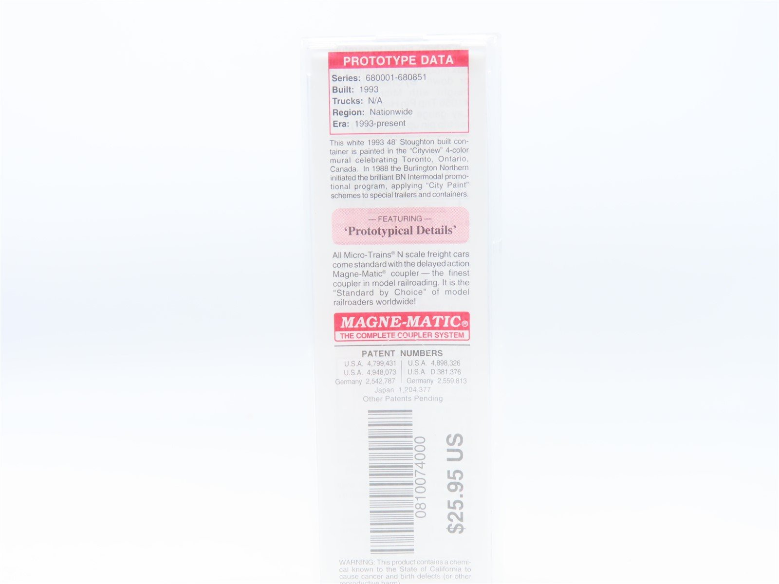 N Scale Micro-Trains MTL #08100740 BNAU 48' Container -Toronto & Ontario #680402