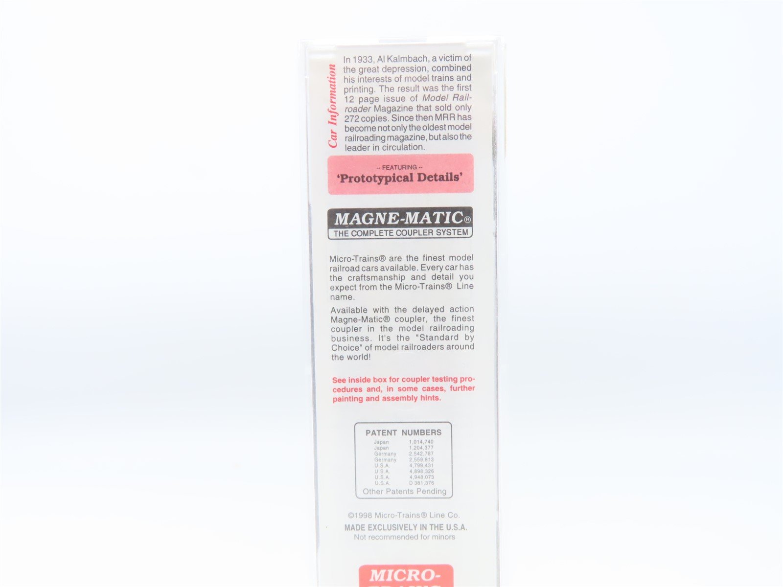 N Scale Micro-Trains MTL #32360 MR Model Railroader 65 Years 50' Box Car #346599