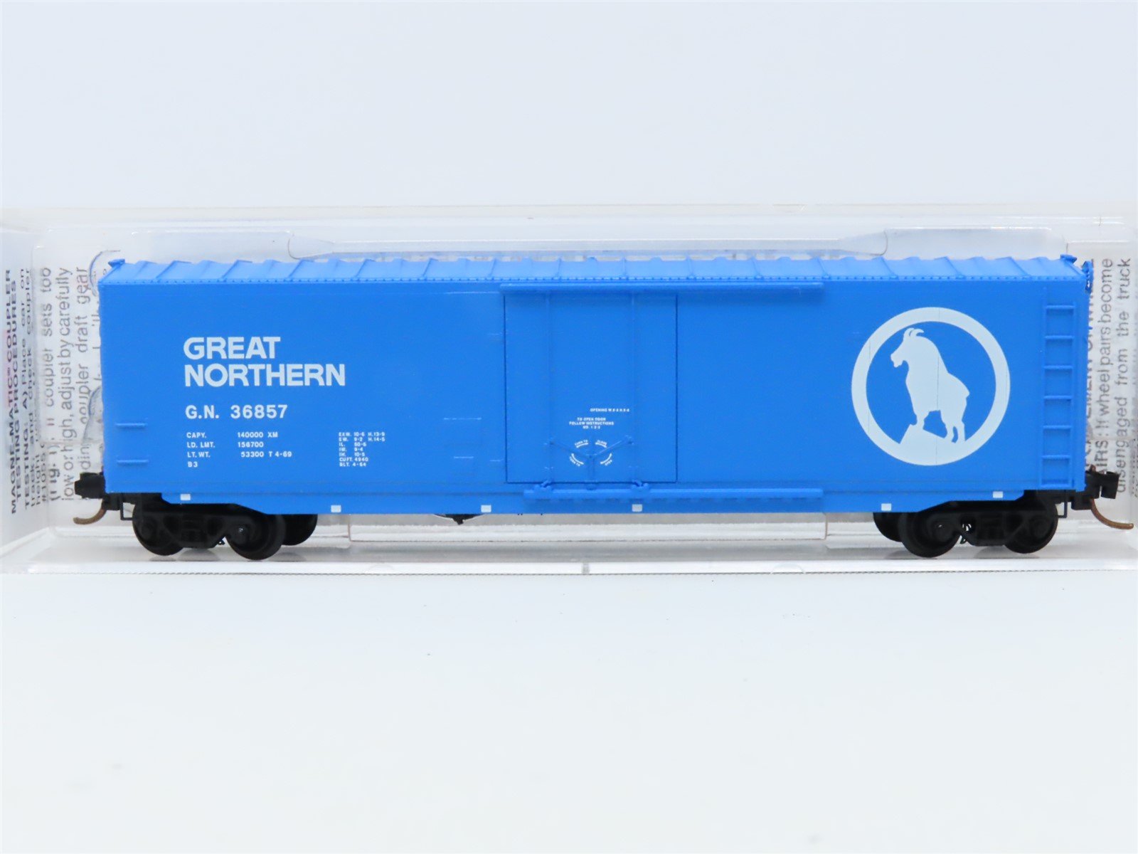 N Scale Micro-Trains MTL #38270 GN "Goat" Big Sky Blue 50' Box Car #36857