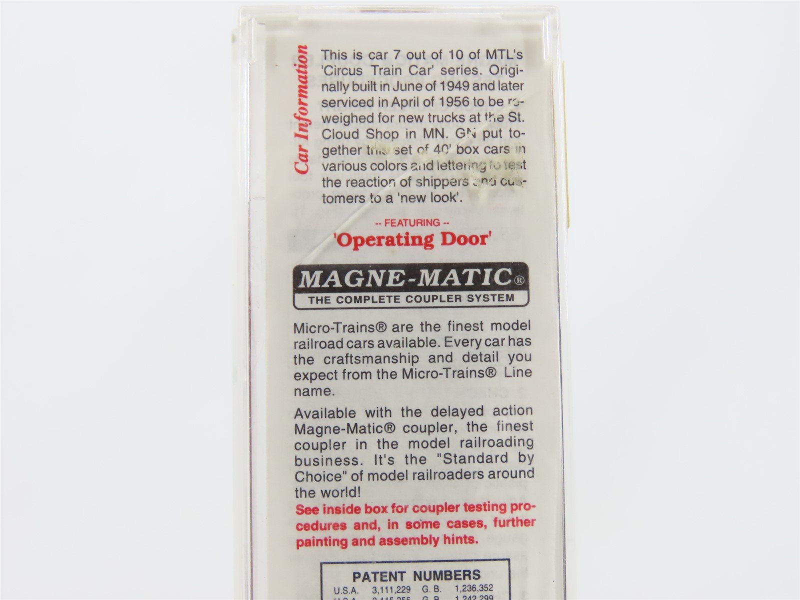 N Scale Micro-Trains MTL #20186 GN Great Northern Circus Car 40' Box Car #19617