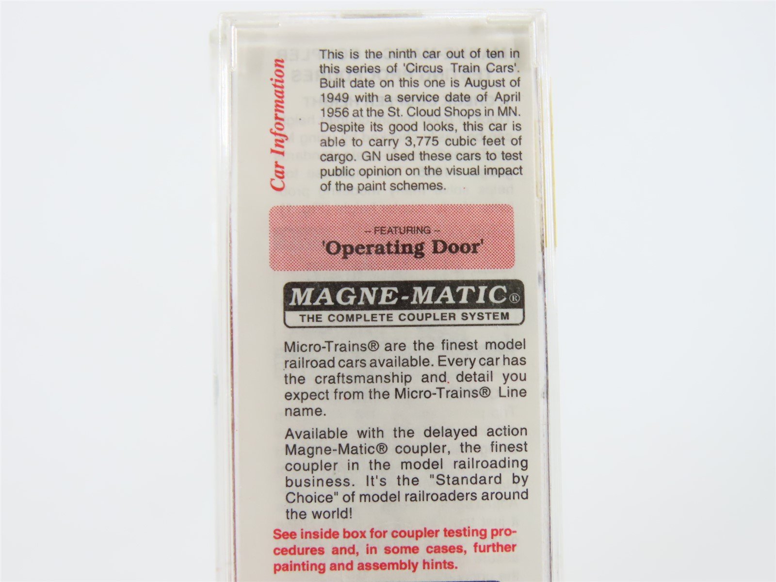 N Micro-Trains MTL #20176 GN Great Northern Circus Train 40' Box Car #18588