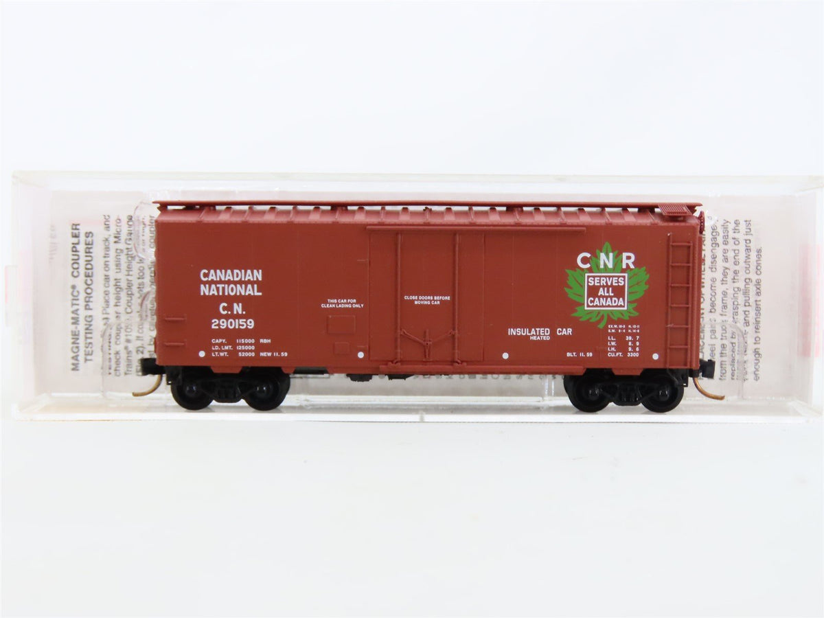 N Micro-Trains MTL #21120 CN Canadian National 40&#39; Plug Door Box Car #290159