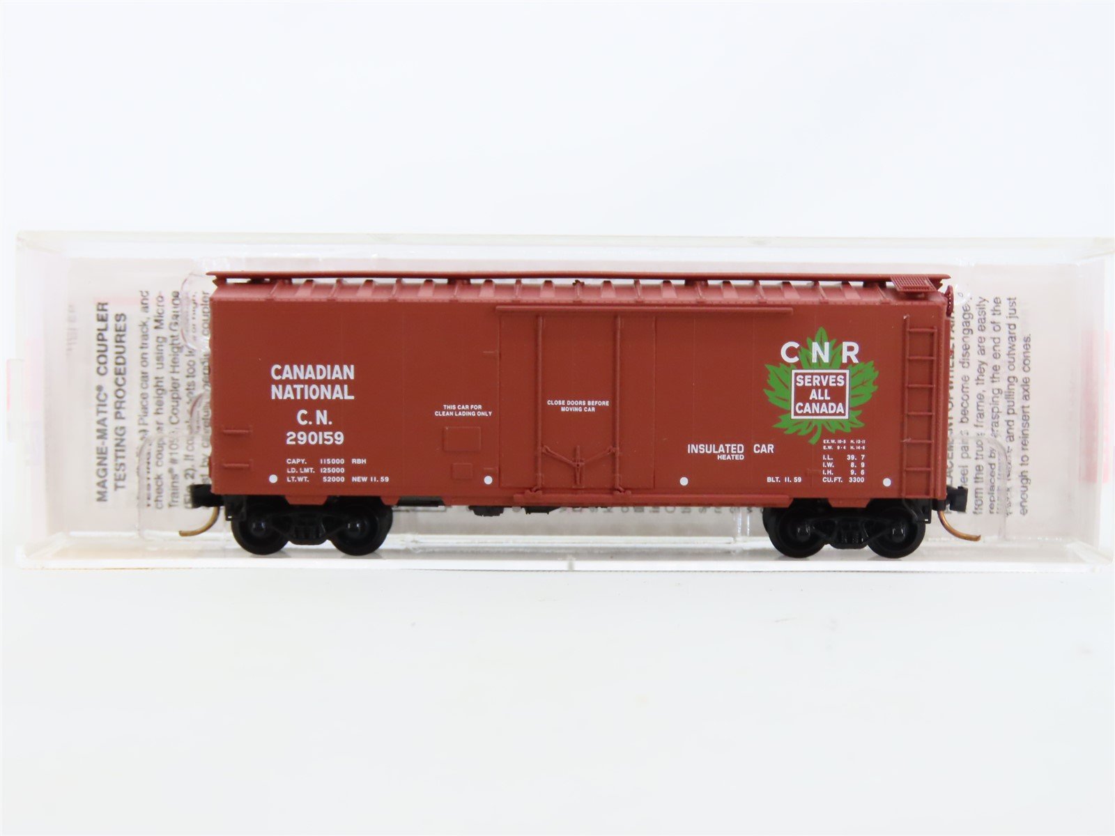 N Micro-Trains MTL #21120 CN Canadian National 40' Plug Door Box Car #290159