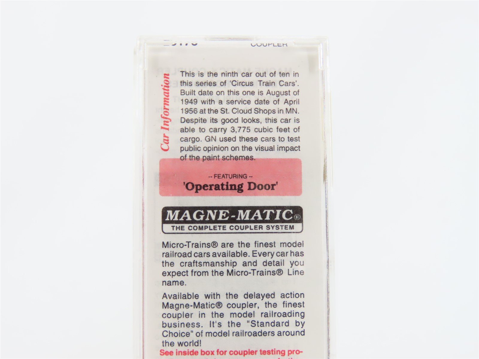 N Scale Micro-Trains MTL 20176 GN Great Northern Circus Train 40' Box Car #18588