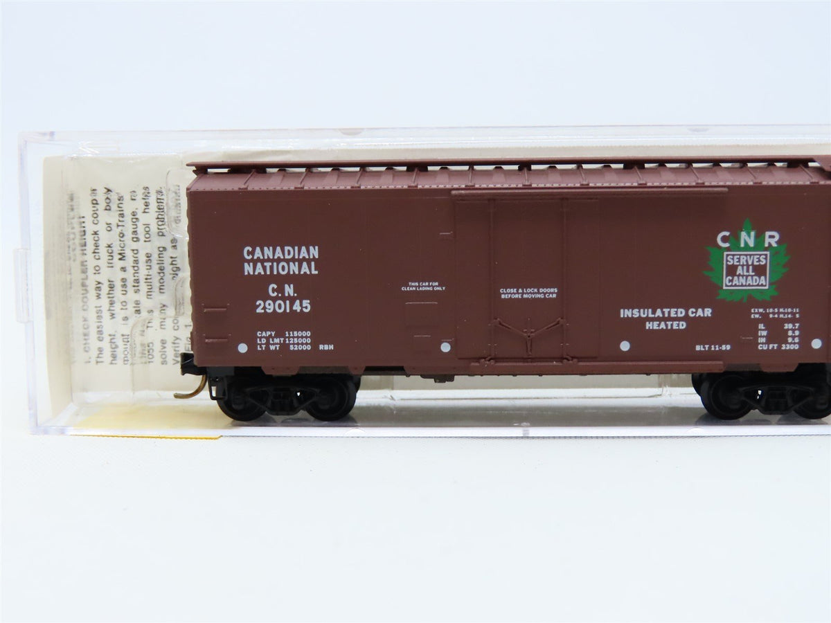 N Micro-Trains MTL #21120 CN Canadian National 40&#39; Plug Door Box Car #290145