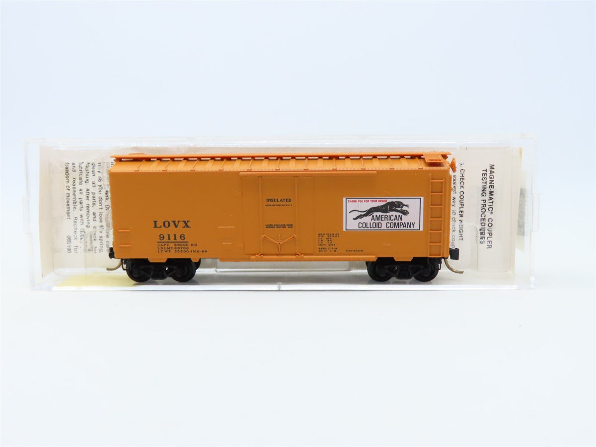 N Scale Micro-Trains MTL #21190 LOVX American Colloid CO 40&#39; Box Car #9116