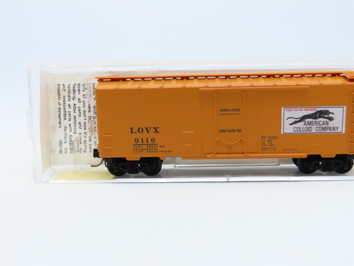 N Scale Micro-Trains MTL #21190 LOVX American Colloid CO 40&#39; Box Car #9116