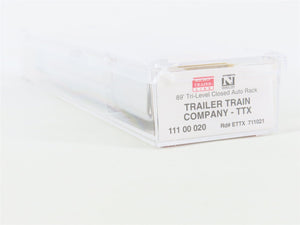 N Scale Micro-Trains MTL 11100020 TTX 89' Tri-Level Closed Auto-Rack #711021