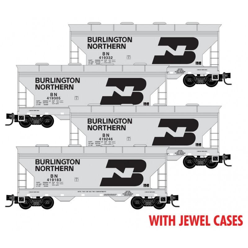 N Micro-Trains MTL 98300215 BN Burlington Northern 2-Bay Hopper 4-Car Runner Pk