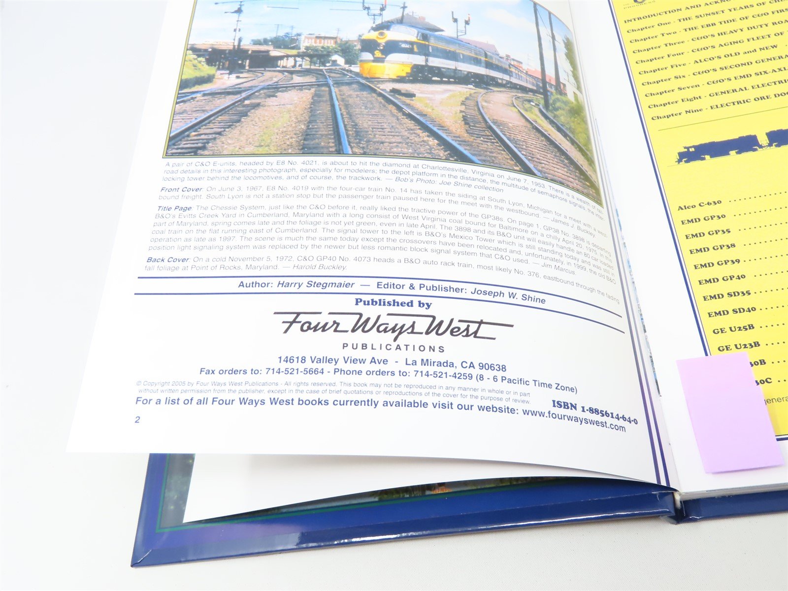 Chesapeake & Ohio Color Pictorial, Vol. 2 by Harry Stegmaier ©2005 HC Book