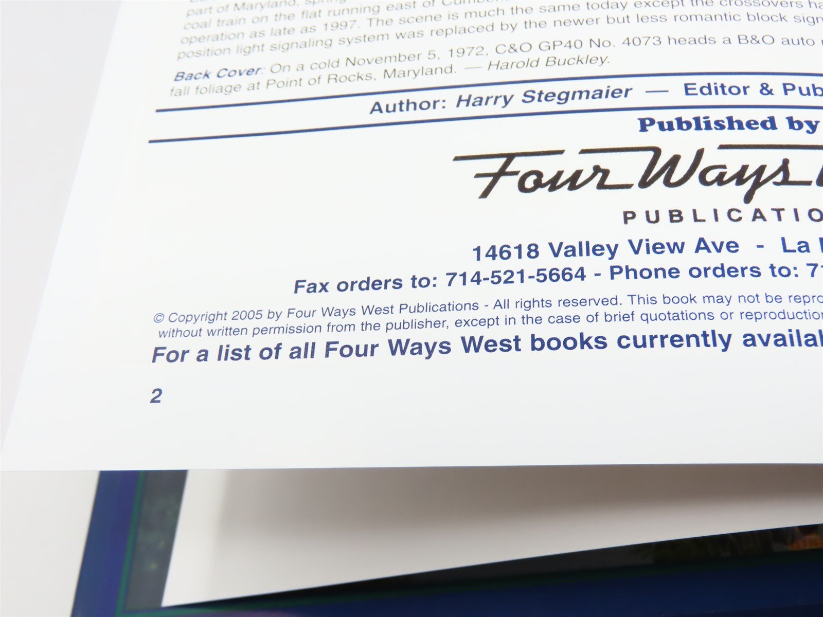 Chesapeake & Ohio Color Pictorial, Vol. 2 by Harry Stegmaier ©2005 HC Book