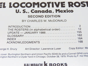 Diesel Locomotive Rosters by Charles W McDonald ©1986 SC Book