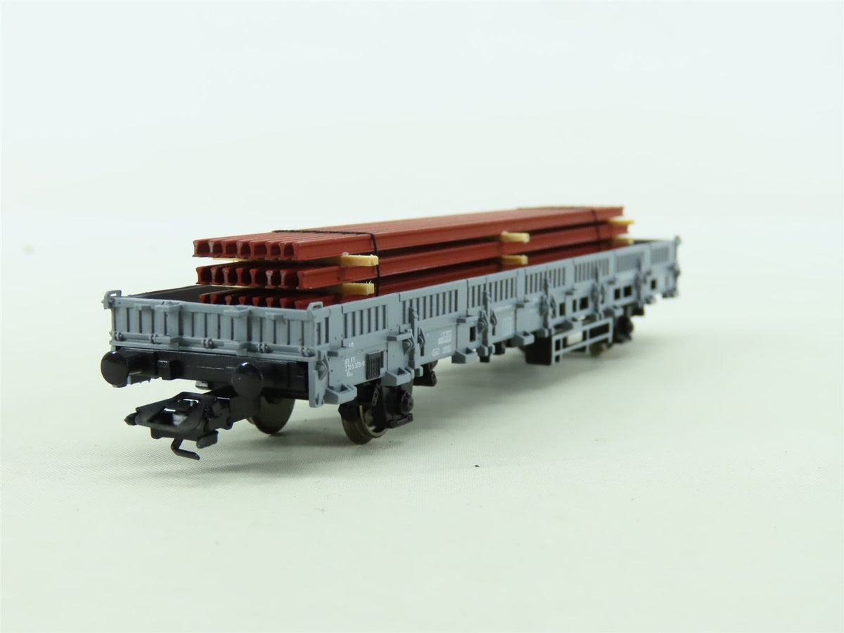 HO Marklin 47876 FS Italian State Low Side Flat Cars 2-Pack w/Metal Beam Loads