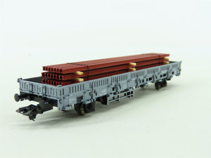 HO Marklin 47876 FS Italian State Low Side Flat Cars 2-Pack w/Metal Beam Loads