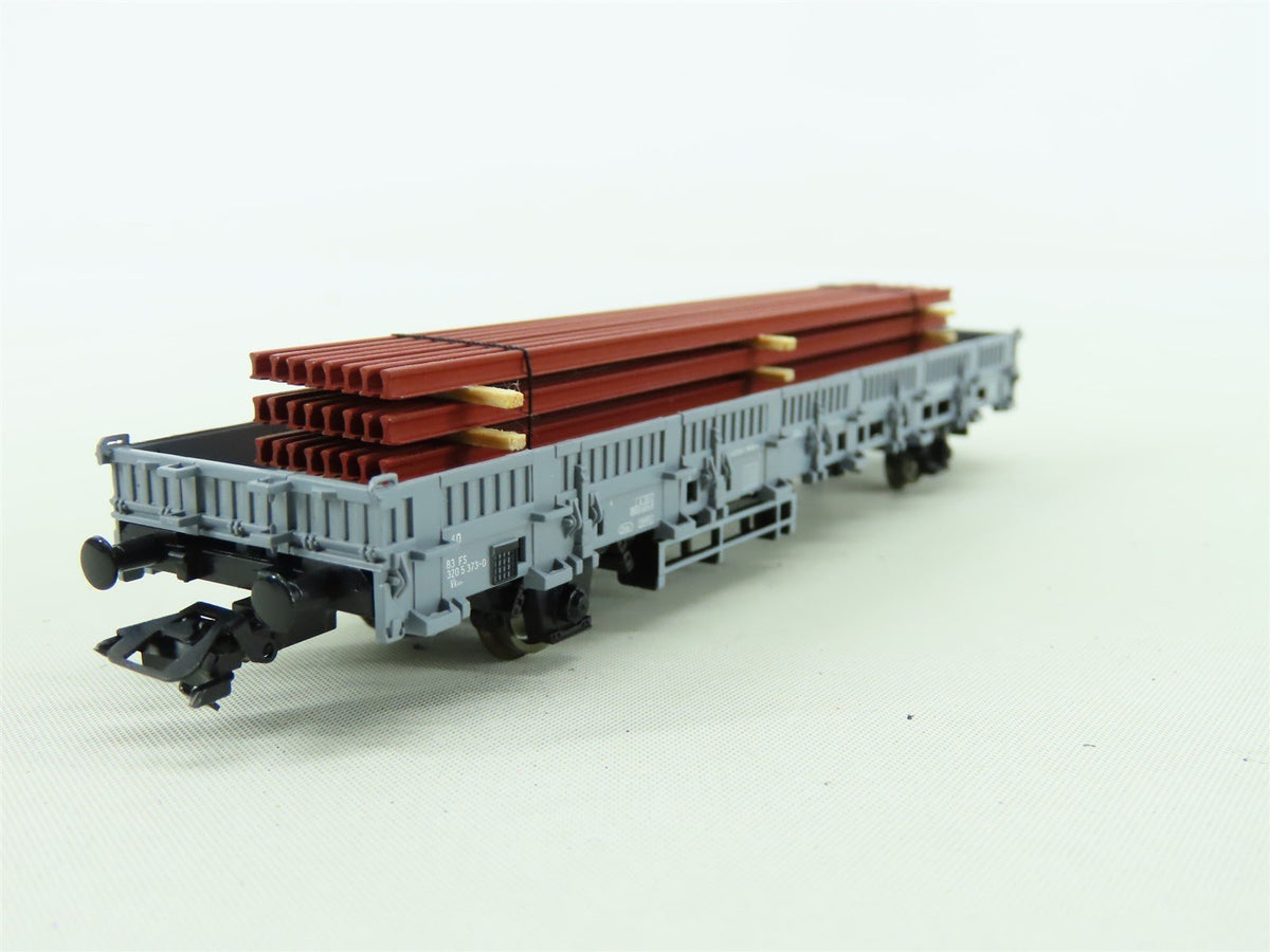 HO Marklin 47876 FS Italian State Low Side Flat Cars 2-Pack w/Metal Beam Loads