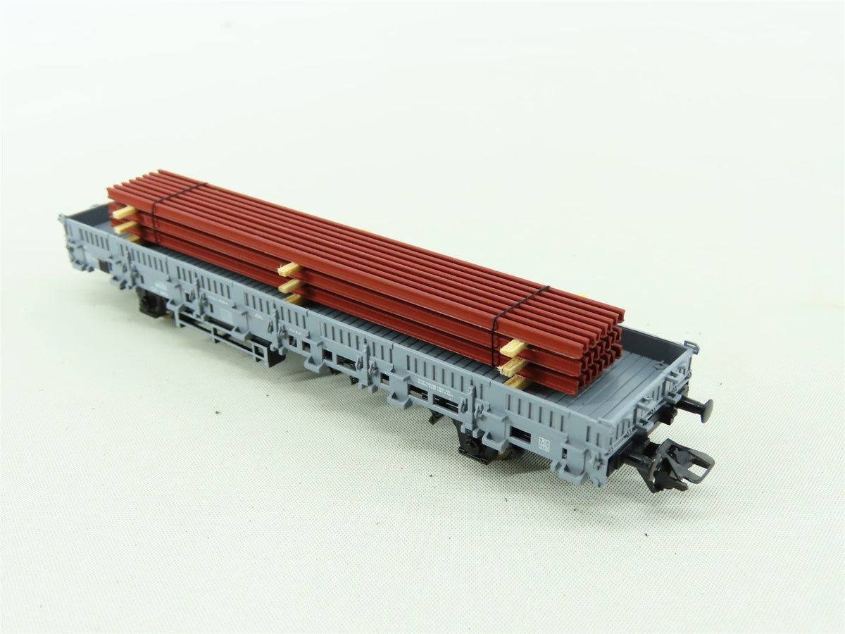 HO Marklin 47876 FS Italian State Low Side Flat Cars 2-Pack w/Metal Beam Loads