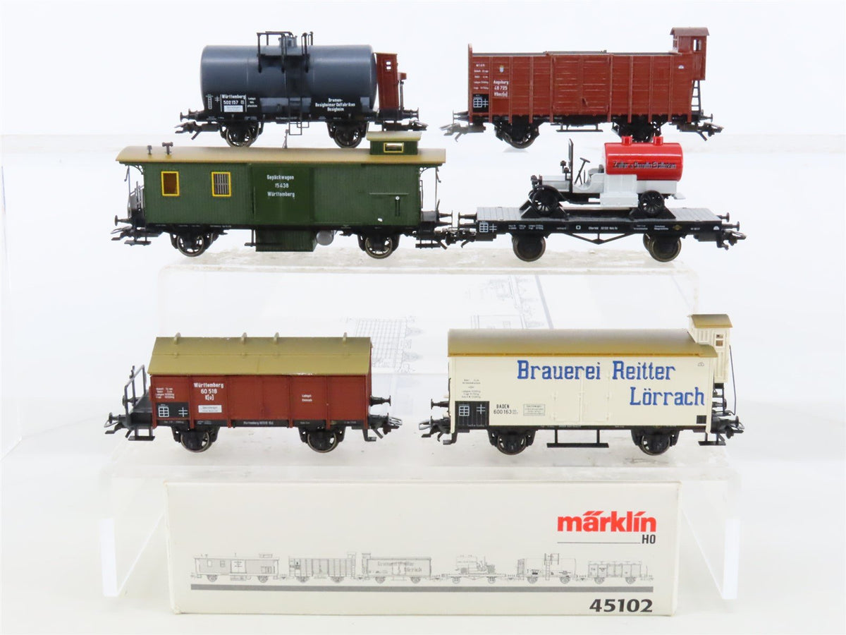 HO Marklin 45102 KWStE, KBayStsB, &amp; Baden &quot;Geislinger Grade&quot; 6-Car Freight Set