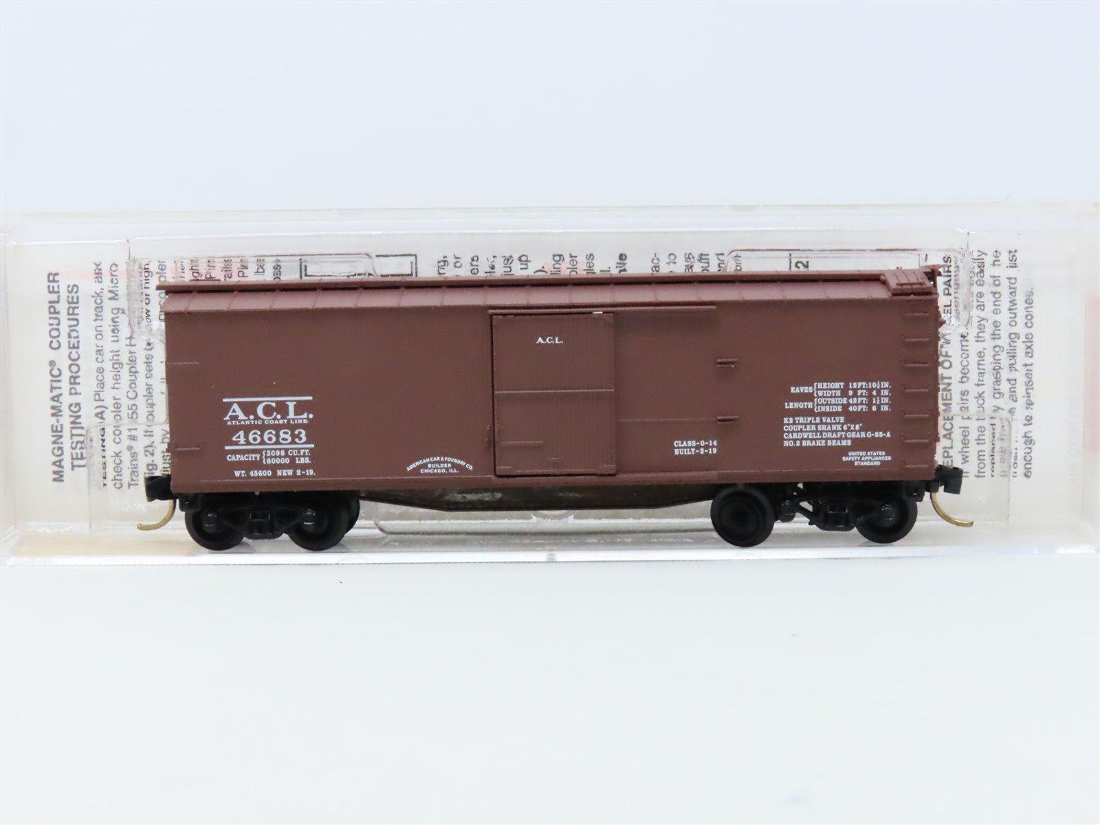 N Scale Micro-Trains MTL #39080 ACI Atlantic Coast Line 40' Box Car #46683