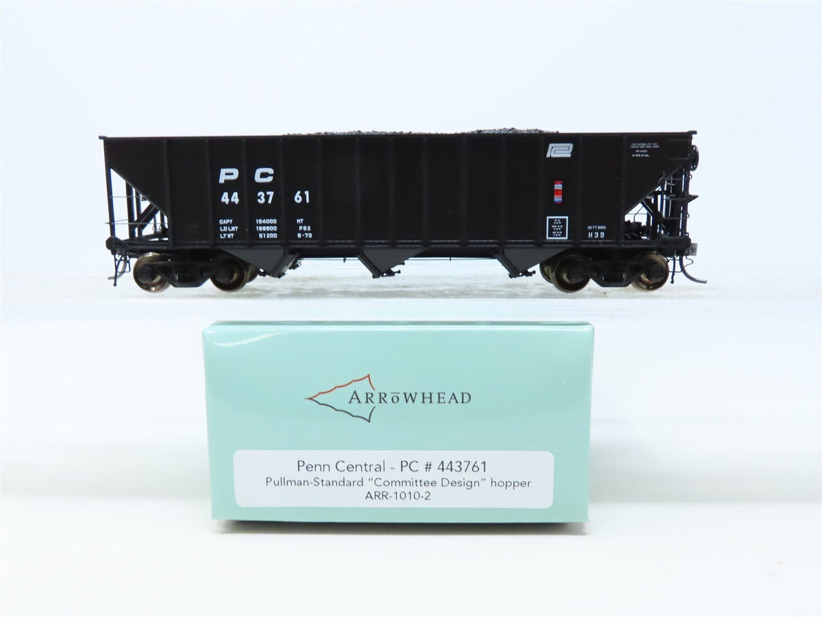 HO Arrowhead #ARR-1010-2 PC Penn Central 3-Bay Hopper w/ Coal Load #443761