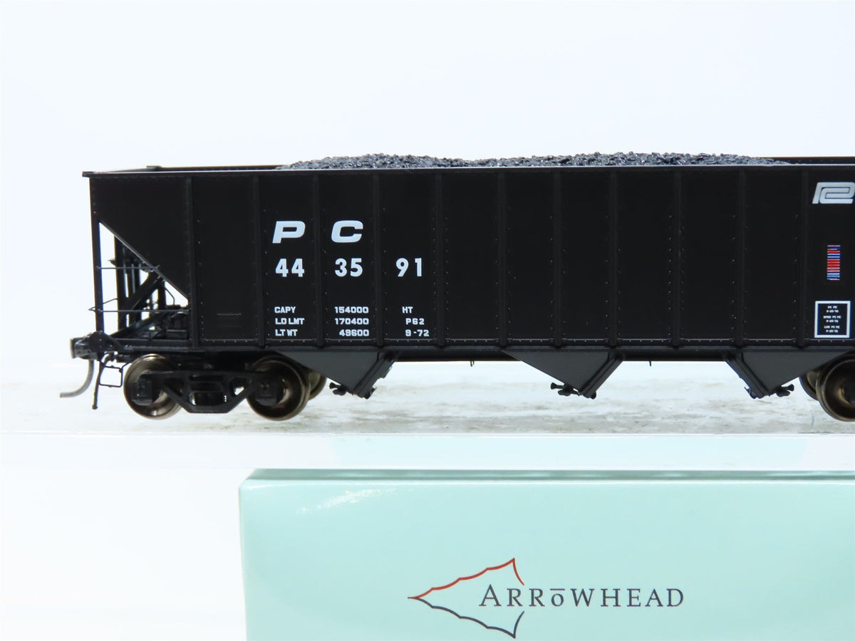 HO Arrowhead #ARR-1011-1 PC Penn Central 3-Bay Hopper w/ Coal Load #443591