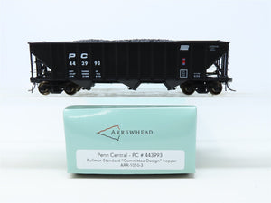 HO Arrowhead #ARR-1010-3 PC Penn Central 3-Bay Hopper w/ Coal Load #443993