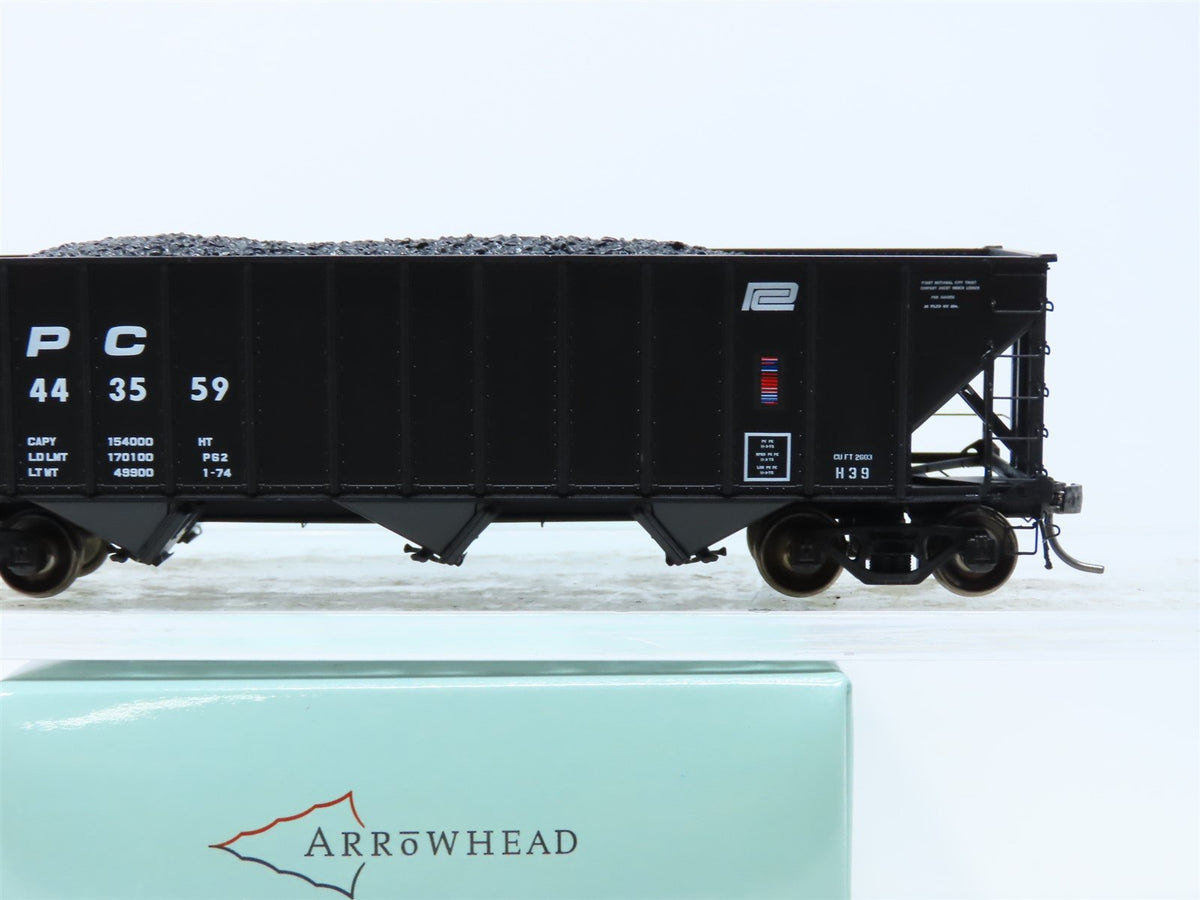 HO Arrowhead #ARR-1009-1 PC Penn Central 3-Bay Hopper w/ Coal Load #443559