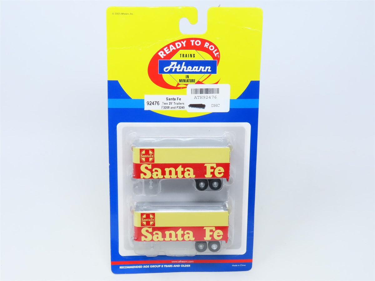 HO Scale Athearn #92476 ATSF Santa Fe 25&#39; Trailers (2-Pk.) #F3208 &amp; F3245