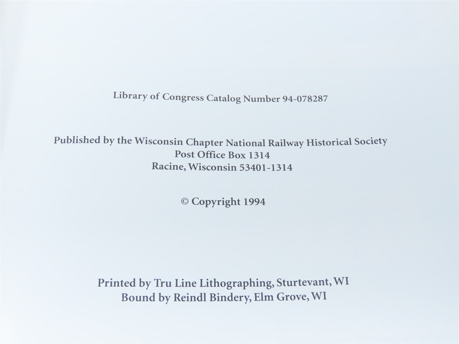 Wisconsin Rails II A Passage of Time by Bob Baker ©1994 SC Book