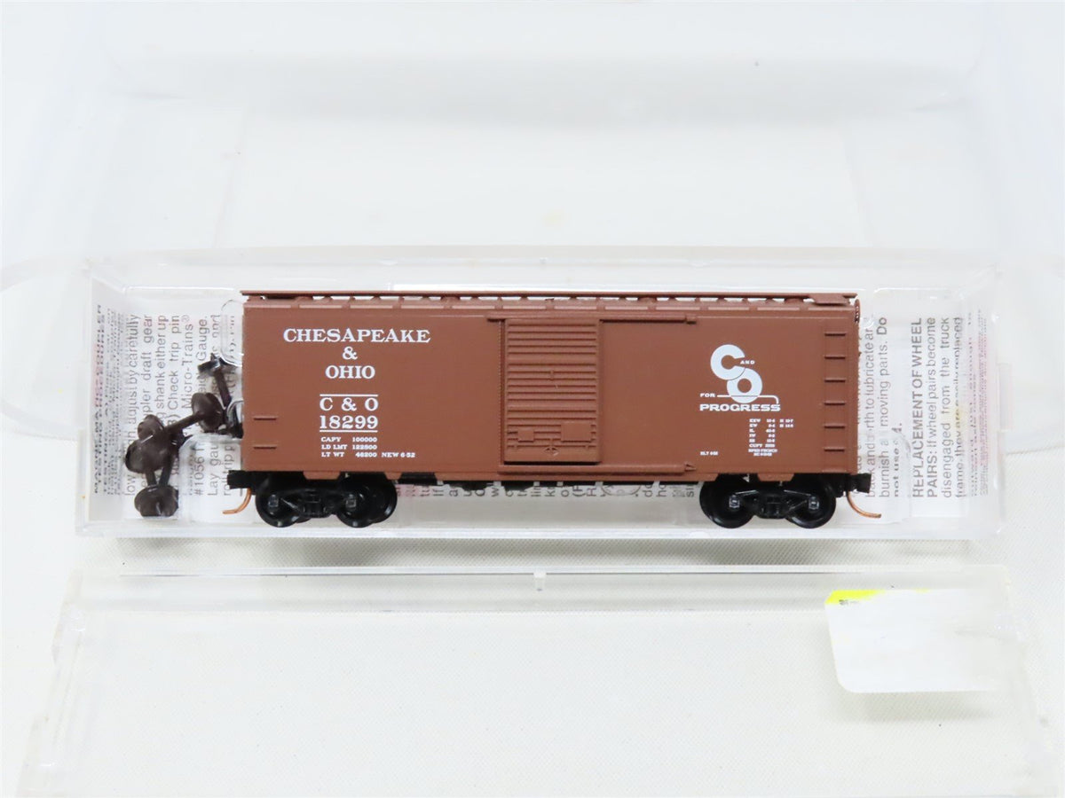 N Micro-Trains MTL #20440 C&amp;O Chesapeake &amp; Ohio 40&#39; Single Door Box Car #18299